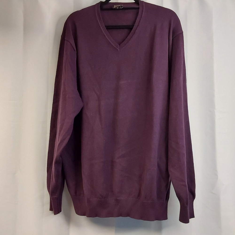 Jos A Bank Men’s Signature Collection 100% Pima Cotton V-Neck Sweater Purple XXL